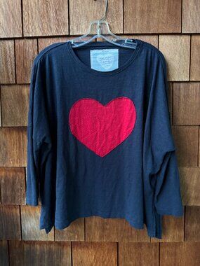 Mersea Navy Blue Catalina Tee with Red Heart in One Size Fits Most